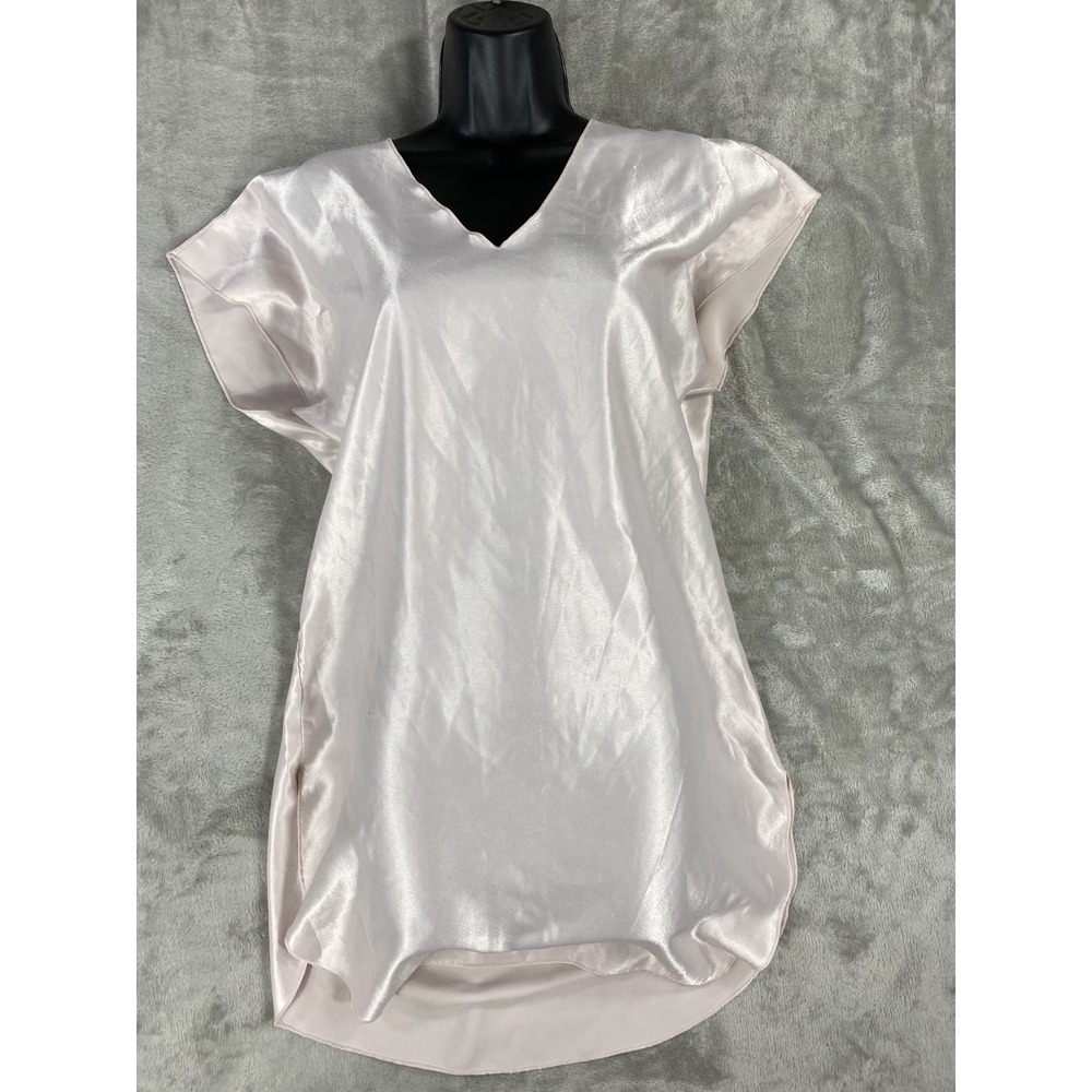 Vintage Satin Nightgown‎ Small Light Pink Slip Dress Union Tag 70s V Neck USA